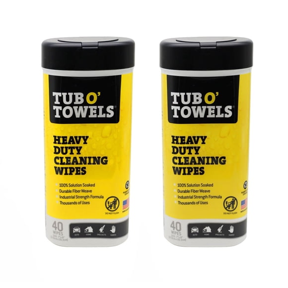 Tub O Towels Lingettes Nettoyantes Multi-Surfaces Robustes, Agrumes, 7 X 8 Pouces, Lot de 2
