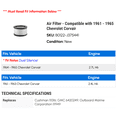 thumbnail image 2 of Air Filter - Compatible with 1961 - 1965 Chevy Corvair 1962 1963 1964, 2 of 2