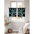 thumbnail image 4 of Turquoise Geometric Semi Sheer Curtains 45 Inch Length 2 Panels Set, Modern Abstract Aesthetic Striped Art Sheer Kitchen Curtain Privacy Voile Window Curtain for Living Room Bedroom Rod Pocket Drapes, 4 of 7