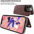 thumbnail image 4 of Dteck for iPhone 13 Pro Max Wallet Case with Card Holder, Butterfly Flower Embossed Faux Leather Kickstand Card Slots Case, Handmade Shockproof Protective Slim Soft Flip Phone Case 2021 6.7", Brown, 4 of 6