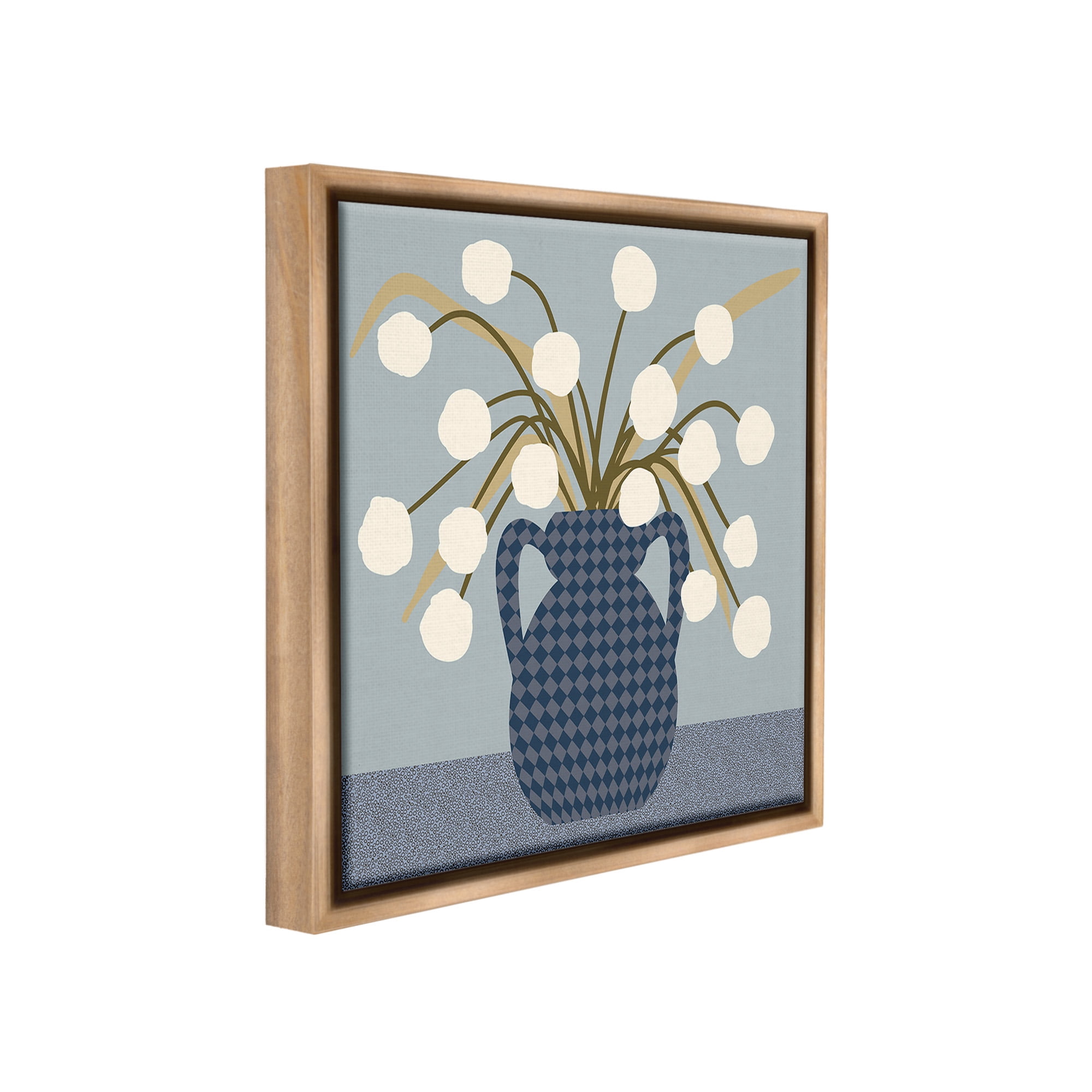 Stupell Industries Abstract Plant Still Life Botanical & Floral Painting Brown Floater Framed Canvas Art Print Wall Art, 18 x 18