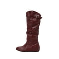 thumbnail image 6 of Xfvqtps Knee High Boots for Women Winter Fashion Slouchy Boots Wedge Heel Fleece Lined Comfortable Booties with Buckle Strap Detail Wine, 6 of 9