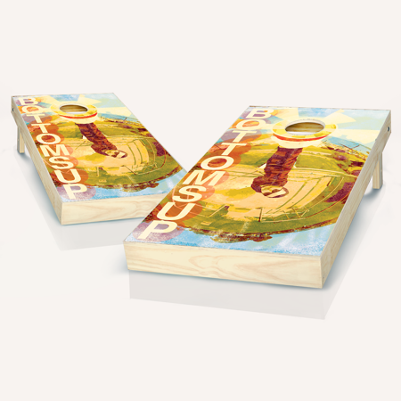 Skip's Garage Bottoms Up Solid Wood Cornhole Board Set