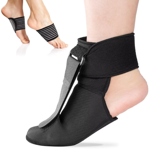 1Pcs Plantar Fasciitis Night Splint and Brace, Upgraded Plantar Fasciitis Relief, Foot Drop and Achilles Tendonitis Relief Brace. Plantar Fasciitis Night Splints for Men and Women, Black - Small