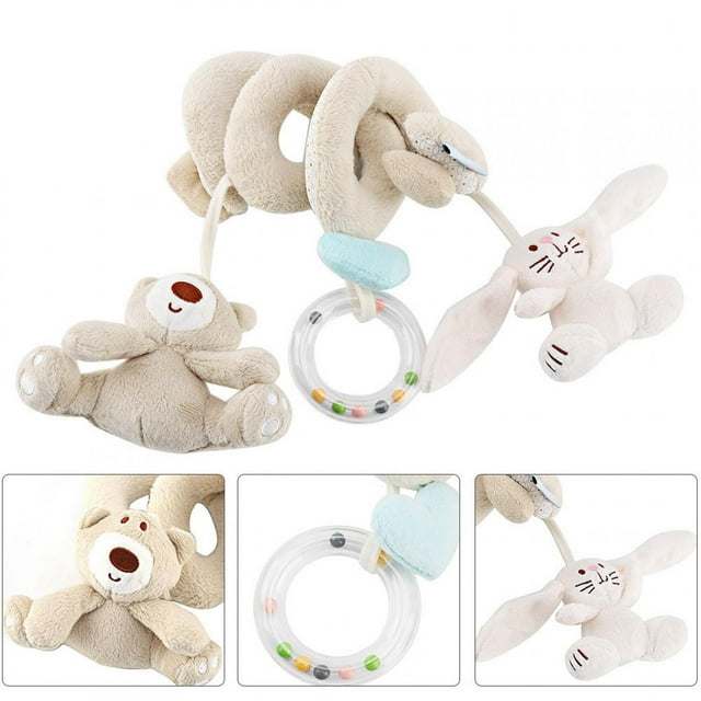 Juguete de riel para cochecito, oso infantil, conejo, espiral, envoltura alrededor de juguete, juguetes de peluche de calidad en la que puede confiar