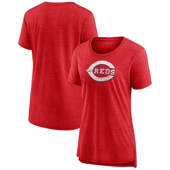 Women's Red Cincinnati Reds Weathered Official Logo Tri-Blend T-Shirt