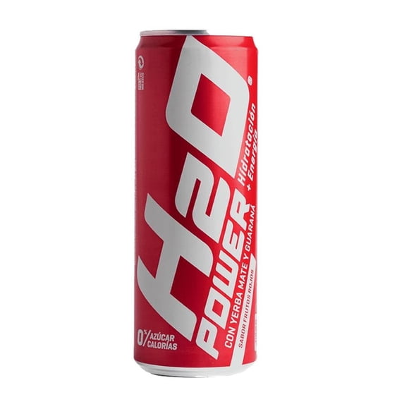 Bebida carbonatada H2O Power con yerba mate y guaraná sabor frutos rojos 355 ml