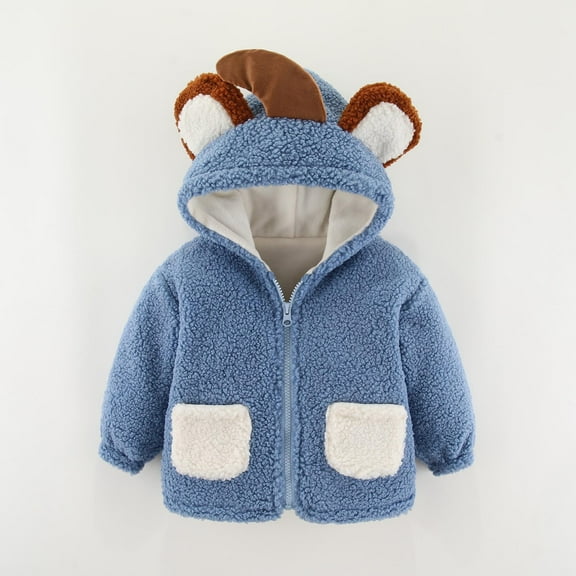 Wavsuf Kids Coats Plush Blue Coat Size 100