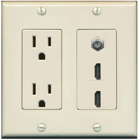 Riteav 15 Amp Power Outlet 2 Port Hdmi 1 Port Coax Decorative
