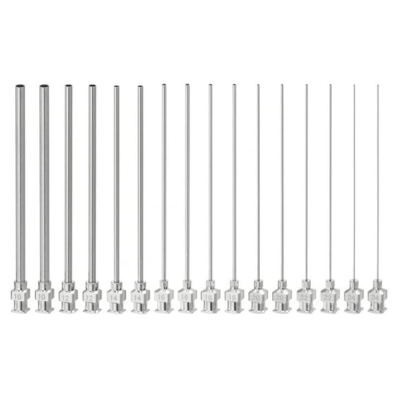 16 Pcs Different Gauge 3 Inch Blunt Tip Dispensing Needle for Adhesive Refilling Liquid Inks