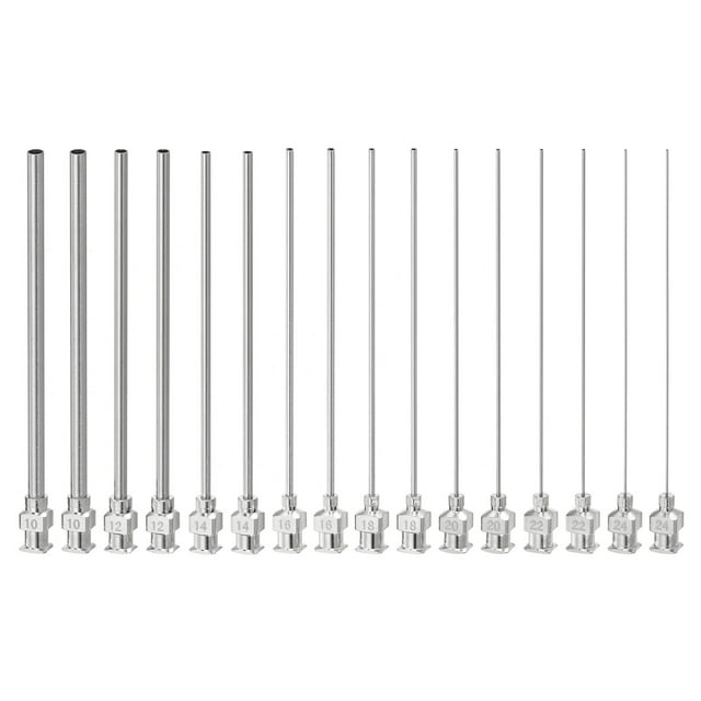 16 Pcs Different Gauge 3 Inch Blunt Tip Dispensing Needle for Adhesive Refilling Liquid Inks