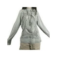 thumbnail image 4 of Female Tops, Printed Patterns Round Neck Long Sleeve Loose Pullover Blouse for Spring Autumn, Gray, S/M/L/XL, 4 of 6