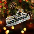 thumbnail image 6 of Personalized Pontoon Boat Christmas Ornament, Pontoon Car Ornament, Gift for Bowriders, Wake Boats,Pontoon Lover Gift (Pontoon 25) - 3332 (Pink), 6 of 6