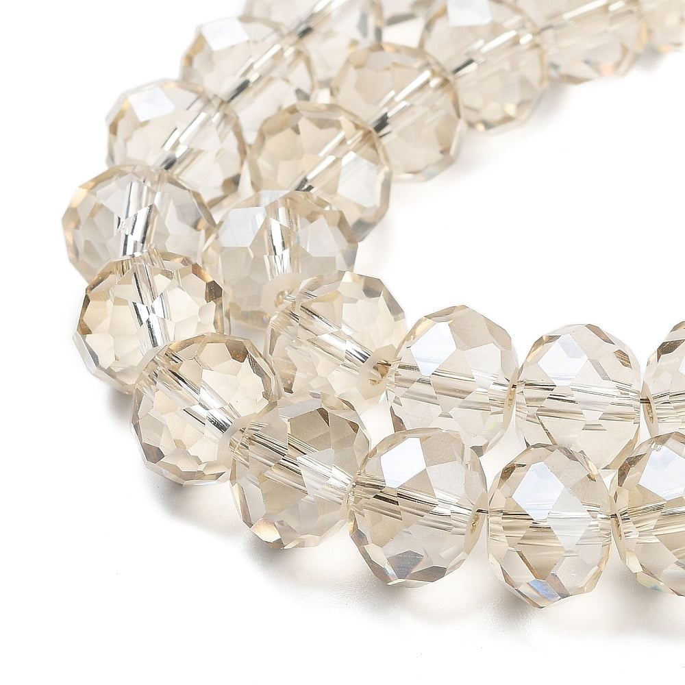 10 Strand Handmade Glass Beads Faceted Rondelle Beige 10x7mm Hole: 1mm 70~72pcs/strand