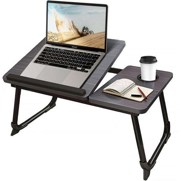 UTAH-Laptop Desk for Bed or Couch, Woking in Bed Desk, Home Office Desks, Breakfast Tray Desk, Desk with Cup Holder, Watch Movies in Bed, Fordable Legs Desk (Black)