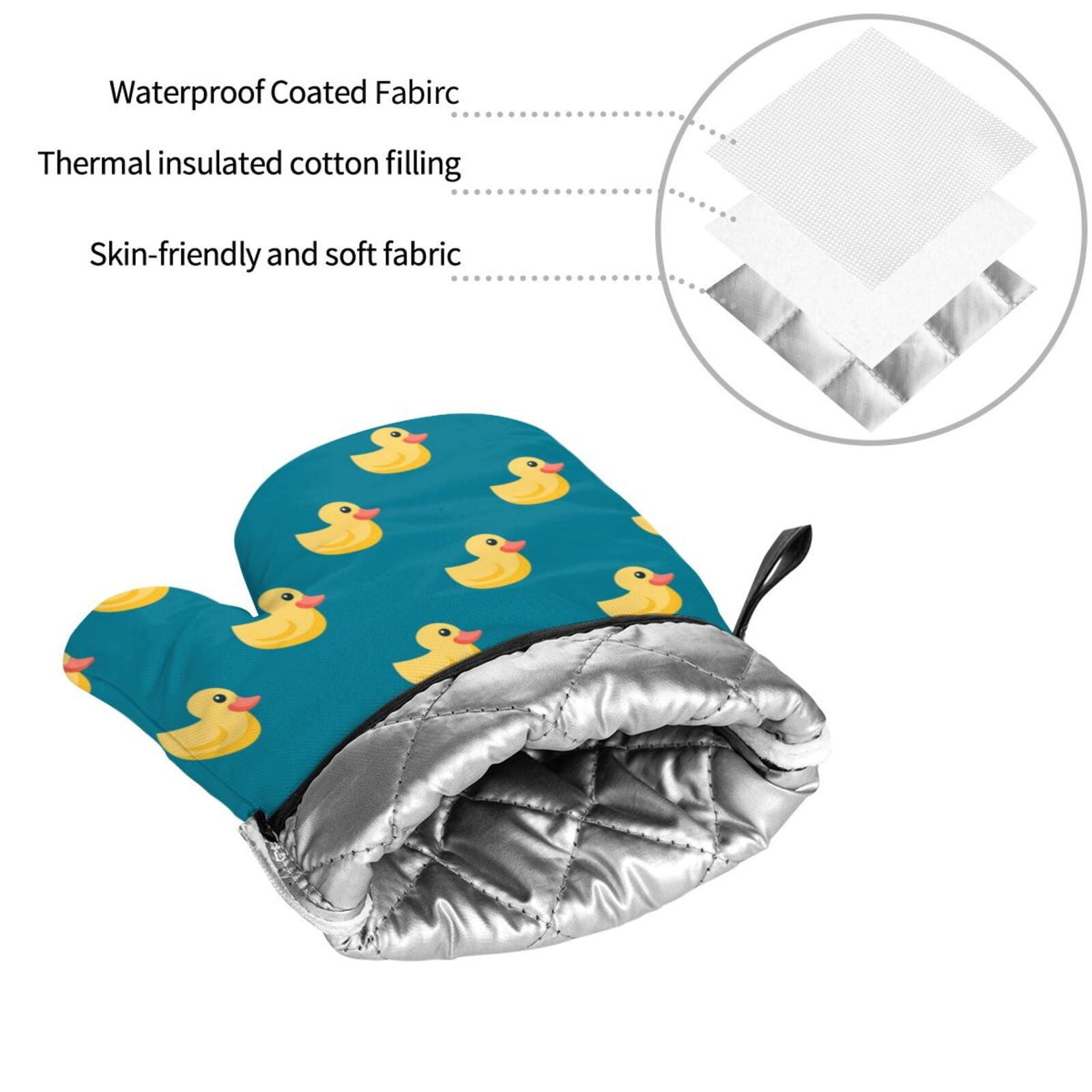 Yellow Duck Rubber Ducks 4Pcs Oven Mitts and Pot Holders Sets Oven Kitchen Gloves Hot Pads for Cooking BBQ Baking Grilling