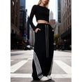 thumbnail image 5 of EMMIOL Women's Y2K Striped Baggy Sweatpants, High Waisted Wide Leg Casual Joggers with Drawstring Waist and Cuffs, 5 of 7