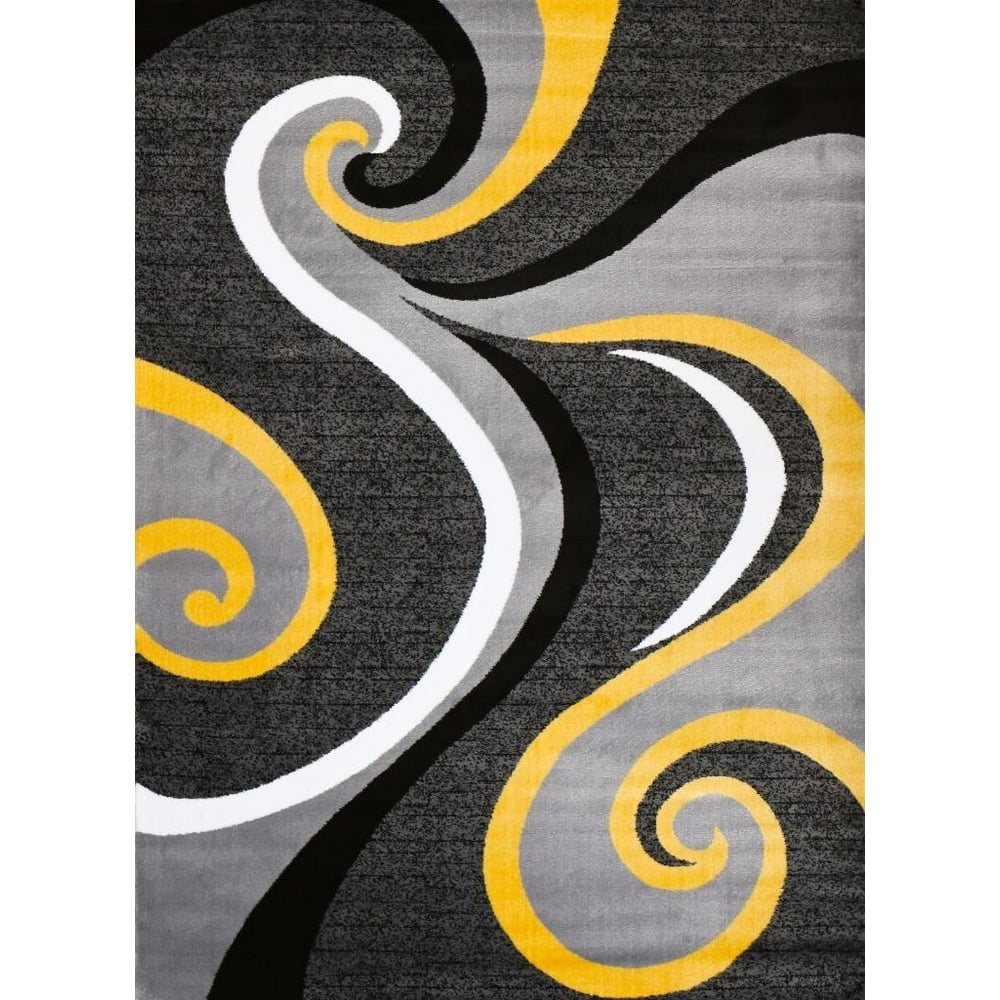 Persian Rugs 0327 Yellow Swirls Modern Abstract Area Rug 5x7 Walmart