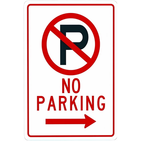 Right Side with Graphic No Parking - 8"x12" Metal Security Tin Warning Sign, Parking Restriction Decor for Street Business Home Wall