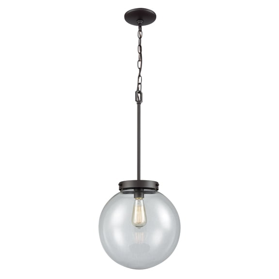 Elk Home Beckett 1-Light Mini Pendant in Oil Rubbed Bronze with Clear Glass, 12-inch Wide