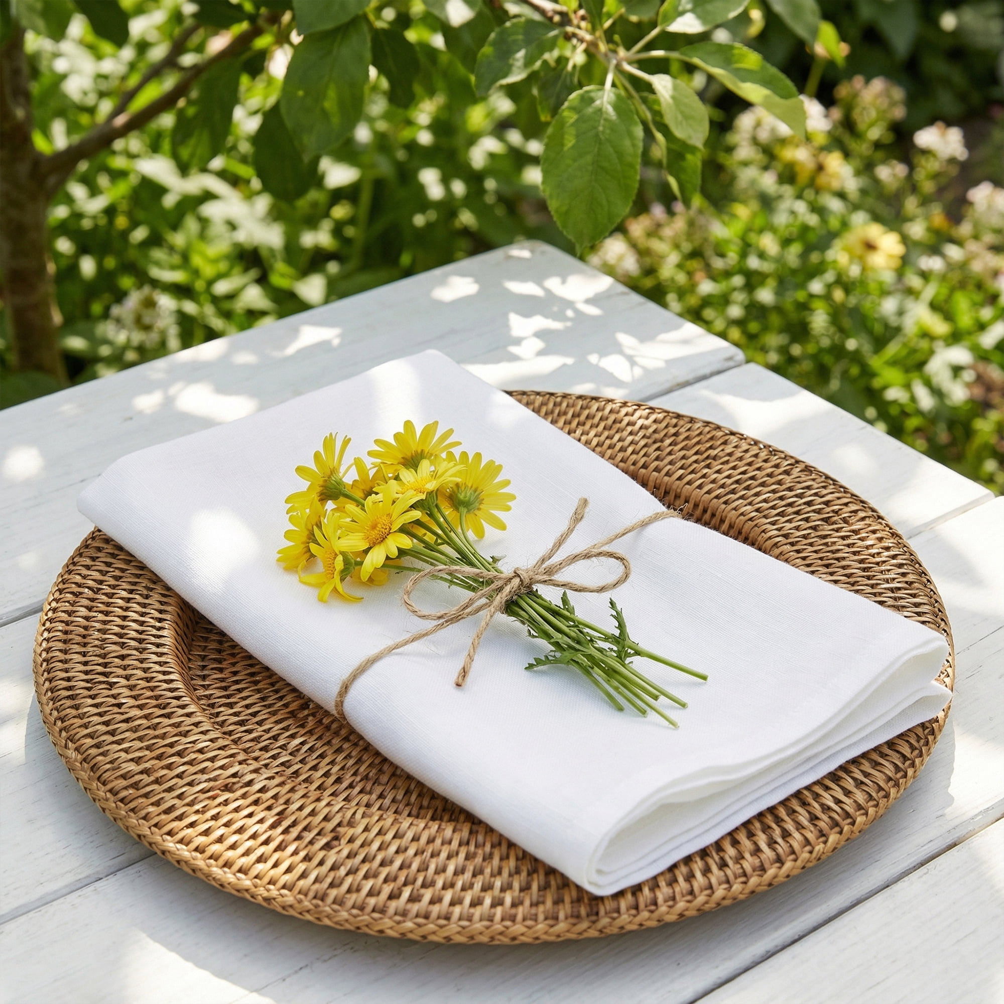Unique Bargains 6Pcs Cotton Reusable Party Cloth Napkins White 18x18inch