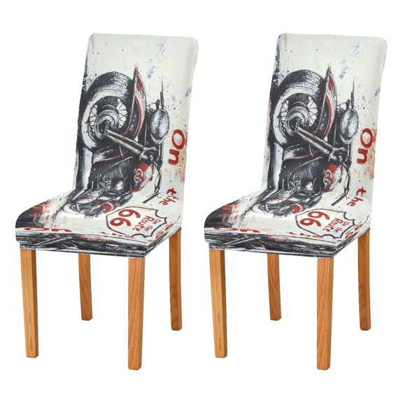 BZSMCE Chairs Slipcovers Dining Chair Covers Retro Motorcycle Plainting Creative Pattern