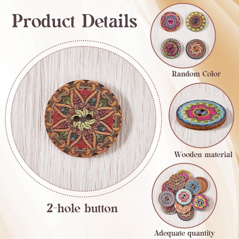 100pcs Two Holes Coconet Buttons DIY Flat Back Wooden Butoon For