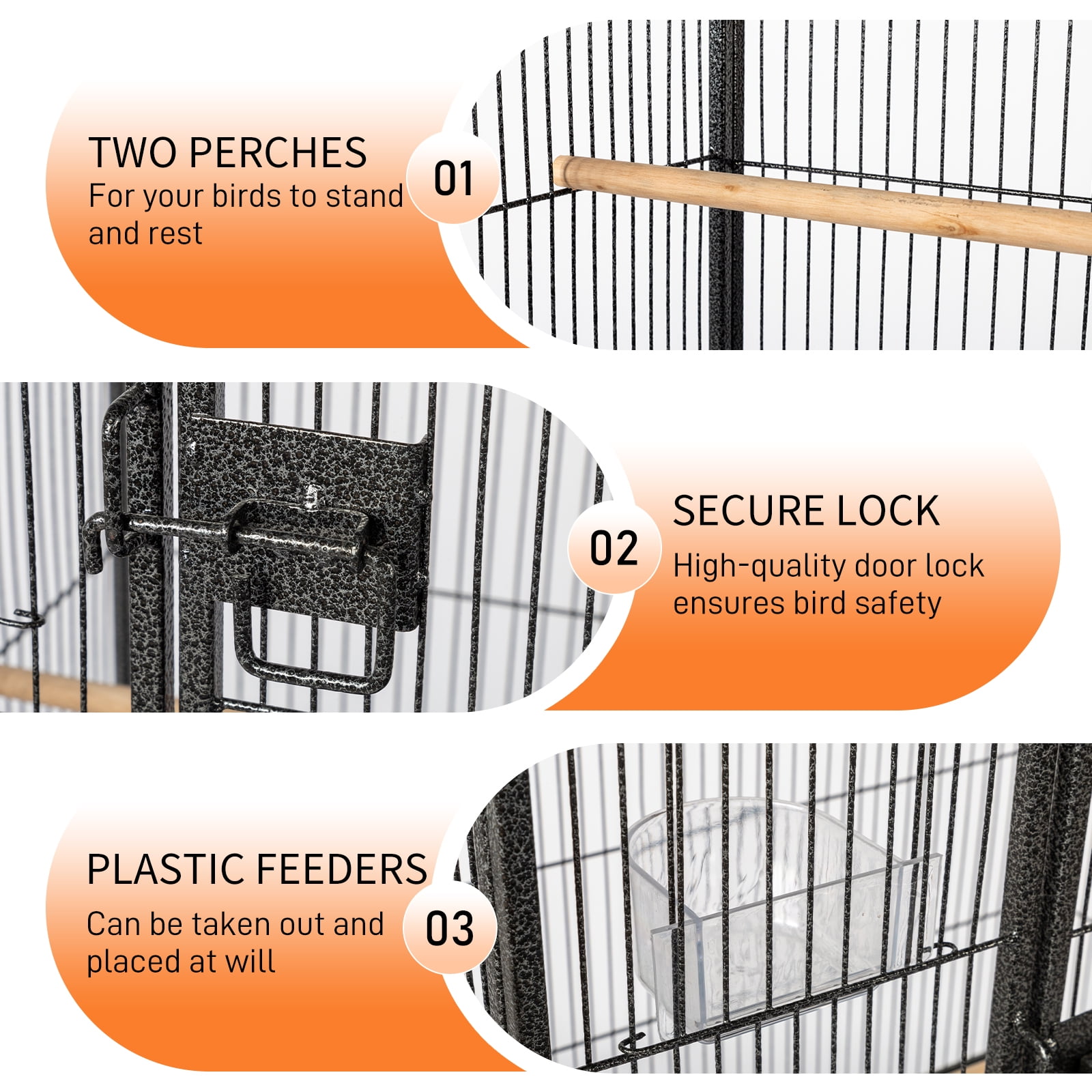 53in Large Flight Bird Cage with Rolling Stand & Storage Shelf for Parrots, Cockatiels, Lovebirds and Parakeets, Black Aviary Cage with Easy Clean Tray, Spacious Home for Small Medium Birds