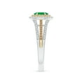 thumbnail image 3 of ANGARA Natural Emerald & Coffee Diamond Double Halo Ring in Two Tone Gold in 14K White & Yellow Gold for Women (Size-6x4mm) | May Birthstone, Anniversary Jewelry Gift for Women | Natural Emerald Ring, 3 of 9