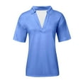 thumbnail image 4 of Womens Short Sleeve Polo Shirts V Neck Collared Business Dressy Casual Tops 2025 Summer Trendy Relaxed Fit Workout Blouses, 4 of 5