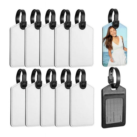Sublimation Luggage Tags White Heat Transfer PU Leather Name Tag Blank Suitcase Tags Travel Business I