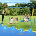 thumbnail image 4 of 4 in 1 Swing Sets for Outside,kids Metal Swing Set with Saucer Swing,Climbing Rope,Basketball Hoop, 4 of 9