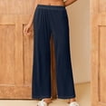 thumbnail image 2 of SELONE Navy Womens Wide Leg Trousers Work Mid Waist Plus Size Lounge Pants Wide Leg Cropped Trouser Loose Casual Long Beach Pants Pull on Solid Lightweight Comfy 3XL Tall Breathable Summer Clothes, 2 of 7