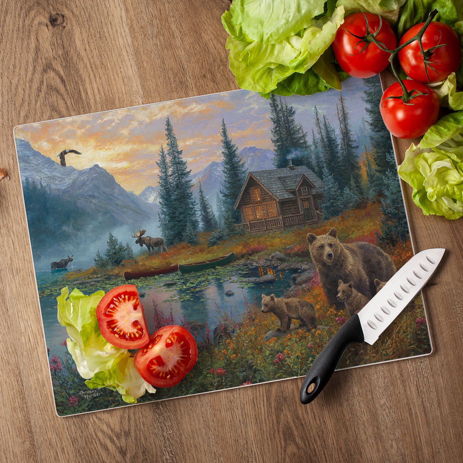 CounterArt Wilderness Retreat Tempered Glass Cutting Board 15" by 12"