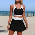 thumbnail image 6 of Erwazi Women's 2 Piece Tankini Set Modest Color Block High Waist Swim Skirt with Pocket, 6 of 7