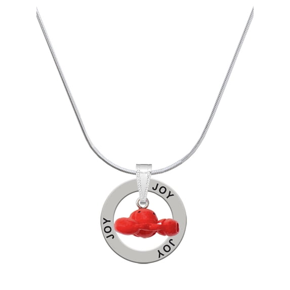 Delight Jewelry Resin Puffy Red Lobster Joy Ring Charm Necklace, 18"
