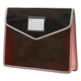 thumbnail image 2 of 1Pcs Black Pink Trim Clear File Storage Bag, 33x25x7cm/12.99x9.84x2.75in Expandable Document Organizer Household Bill Receipt Folder, 2 of 9