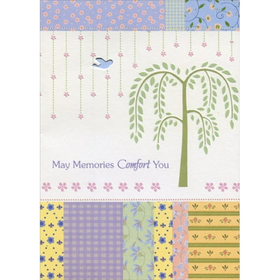Designer Greetings Die Cut Bird Window and Weeping Willow Tree Sympathy Card