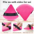 thumbnail image 3 of 2 PCS Powder Puff Triangle Makeup Puffs for Loose Setting Powder Face Body, Foundation Blender Velour Setting Powder Puff, Super Soft Eye Makeup Wedges Beauty Tools (Black Red), 3 of 5
