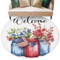 thumbnail image 2 of Independence Day Washable Round Area Rug 6 ft, Welcome Flower Butterfly, Soft Non Slip Rugs Stain Repellent Indoor Felt Carpet for Living Dining Room Bedroom Home Office, 2 of 9