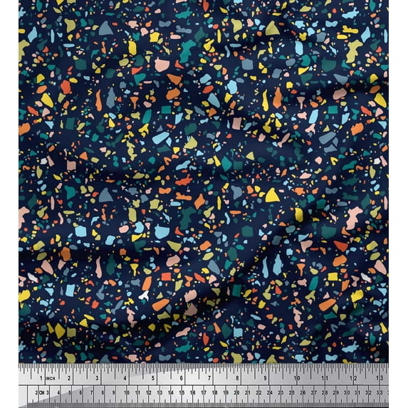 Soimoi Blue Georgette Viscose Fabric Aboriginal Mosaic Print Fabric by Yard 42 Inch Wide