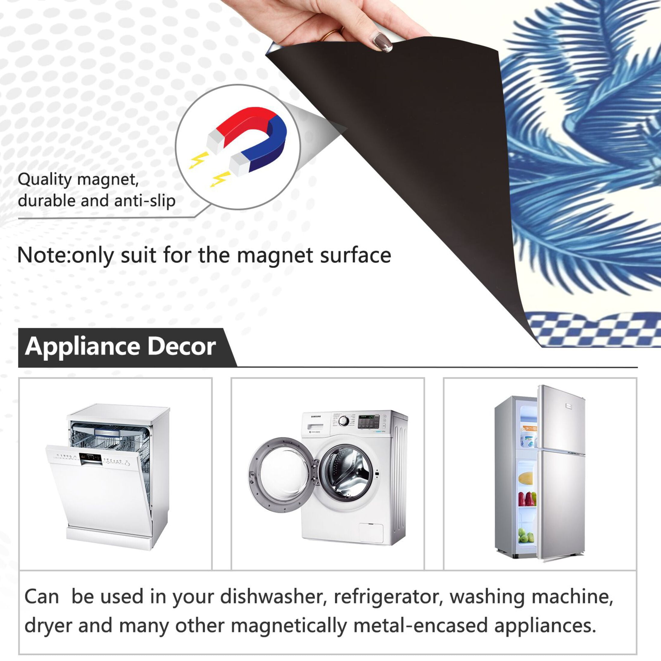 Dishwasher Magnetic Sticker 23x26 Inch Refrigerator Magnetic Sticker Washing Machine Magnetic Sticker Kitchen Panel Magnetic Sticker Home Decor Blue Tree by The Sea