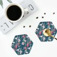 thumbnail image 5 of Fuzoiu Lilies Flowers Print Leather Coasters Set,Drink Coasters Set of 6,for Tabletop Protection, Durable PVC Coasters,Home Décor and Housewarming Gift,Hexagon, 5 of 7