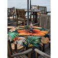 thumbnail image 2 of Outdoor Tablecloth with Umbrella Hole Zipper Burnt Orange Flower Round Tablecloth 54" Waterproof Outside Table Cloth Vintage Botanical Floral Patio Table Cover Tablecloths for Picnic Party, 2 of 8