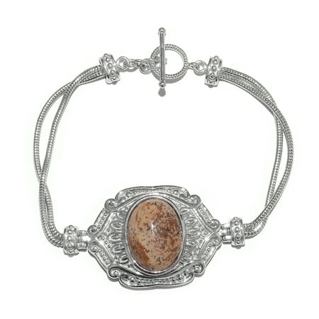 - Picture Jasper Platinum Plated Brass Bracelet for Women 7.50