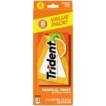 Trident Sugar Free Gum, Tropical Twist, Value Pack, 8 Packs of 14 Pieces (112 Regular Size Pieces)