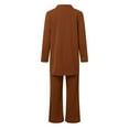 thumbnail image 5 of Prolriy Pant Suits for Women, Women's Trendy 3 Piece Set Long Sleeve Cardigan Sleeveless Top & Wide Leg Pants Business Casual Outfits for Women Brown XXL, 5 of 6