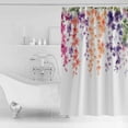 thumbnail image 2 of Shower Curtain, Summer Orange Pink Purple Flower Waterproof Shower Curtain Set with Hooks for Bathroom Showers,Stalls and Bathtubs,72x84In Watercolor Green Leaves, 2 of 9