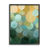 Stupell Industries Green Ombre Circles Pattern Abstract Painting Black Framed Art Print Wall Art, 11 x 14