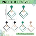 thumbnail image 2 of 1set 4 Pairs 4 Colors Alloy Dangle Stud Earrings Rhombus Golden Mixed Color 49x34mm 1pair/color, 2 of 5